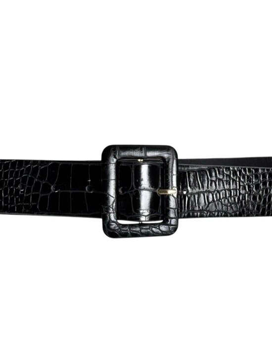 Classic Croc Embossed Black Leather Belt Sz L Old Money Career Minimalist main image 4